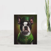 Carte Chien de Boston Terrier en Robe du Jour de la Sain (Devant)