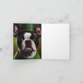 Carte Chien de Boston Terrier en Robe du Jour de la Sain (Intérieur)