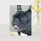 Carte Chien de bouledogue français d'anniversaire (Fleur jaune)