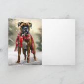 Carte Chien de boxe en Noël de neige (Intérieur)
