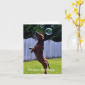 Carte Chien de bulle d'anniversaire (Fleur jaune)