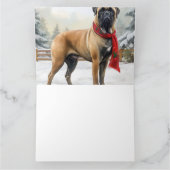 Carte Chien de Bullmastiff à Noël de neige (Intérieur)