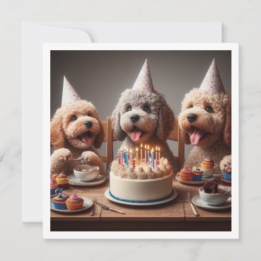 Carte chien de caniche, Anniversaire de caniche (Devant)