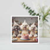 Carte chien de caniche, Anniversaire de caniche (Debout devant)