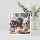 Carte chien de caniche, Anniversaire de caniche (Debout devant)