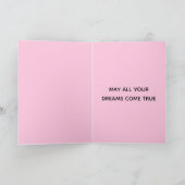 Carte Chien de caniche | Anniversaire rose et jaune plié (Intérieur)