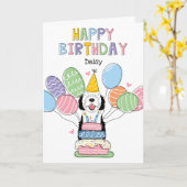 Carte Chien de caniche noir et blanc Joyeux anniversaire (Fleur jaune)