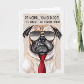 Carte Chien de Carlin principal drôle dans une Cravate r (Devant)