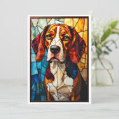 Carte Chien de chasse Beagle de style vitrail  (Debout devant)