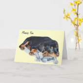 Carte chien de chiot rottweiler mignon qui vous manque (Fleur jaune)