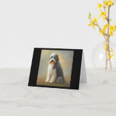 Carte Chien de Collie à poils (Fleur jaune)