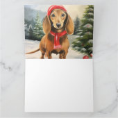 Carte Chien de Dachshund à Noël de neige (Intérieur)