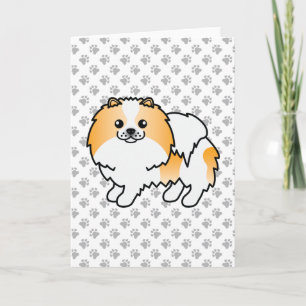 Carte Chien de dessin animé Pomeranian Parti-Couleur Ora