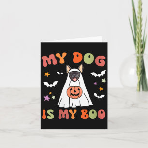Carte Chien de Femme Est Boo Bulldog Français Noir Hallo