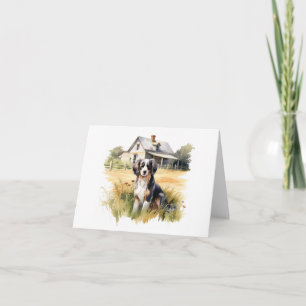 Carte Chien de ferme avec vieille ferme BLANC