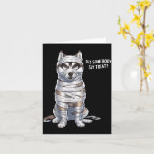 Carte Chien de Halloween Mummy Husky (Fleur jaune)
