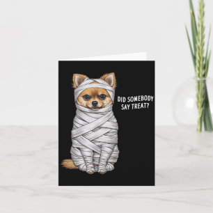 Carte Chien de Halloween Mummy Poméranien