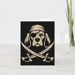 Carte Chien de Halloween Vintage Pirate Beagle Os croisé