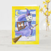 Carte Chien de Halloween Westie (Fleur jaune)