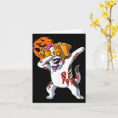 Carte Chien de Halloween zombie (Fleur jaune)