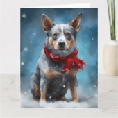 Carte Chien de Heeler Bleu à Noël de neige (Devant)