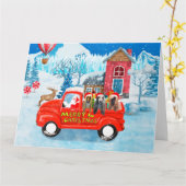 Carte Chien de Hounds afghan dans la livraison de Noël C (Fleur jaune)