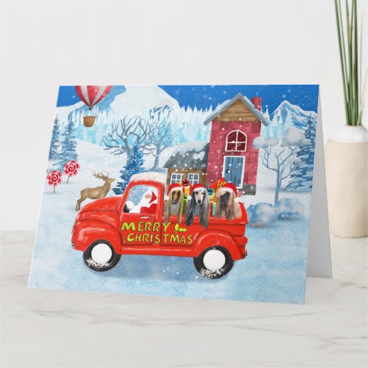 Carte Chien de Hounds afghan dans la livraison de Noël C (Devant)