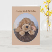 Carte Chien de jouet mou 2e anniversaire (Fleur jaune)