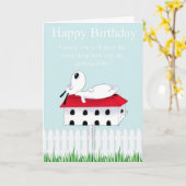 Carte chien de joyeux anniversaire (Fleur jaune)
