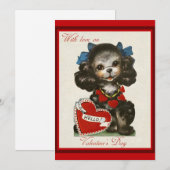 Carte Chien de la Journée des Valentines Vintages (Devant / Derrière)