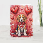 Carte Chien de la Saint-Valentin Beagle avec des cœurs r (Devant)