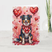 Carte Chien de la Saint-Valentin Border Collie avec des  (Devant)