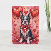 Carte Chien de la Saint-Valentin Boston Terrier avec des (Devant)