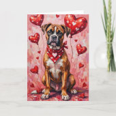 Carte Chien de la Saint-Valentin Boxer avec des cœurs ro (Devant)