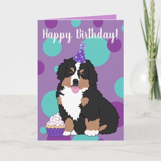Carte Chien de montagne bernois Chiot Anniversaire (Devant)