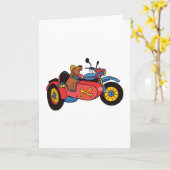 Carte Chien de moto en sidecar (Fleur jaune)