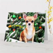 Carte Chien de Noël Chihuahua (Fleur jaune)
