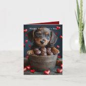 Carte Chien de Noël de la Saint-Valentin chiot coeurs ro (Devant)