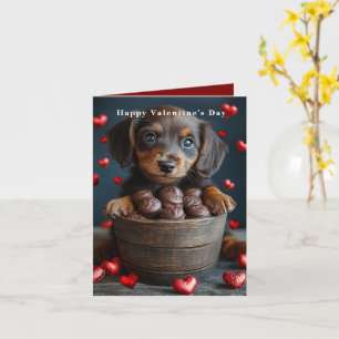Carte Chien de Noël de la Saint-Valentin Puppy coeurs ro