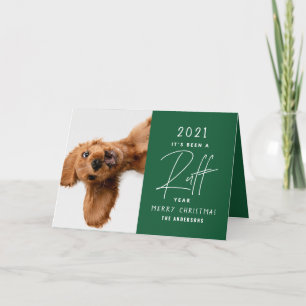 Carte Chien de Noël drôle ruff année en revue