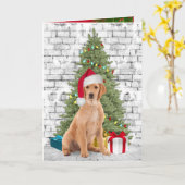 Carte Chien de Noël et Arbre (Fleur jaune)