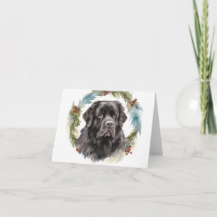 Carte Chien de Noël festif de Terre-Neuve