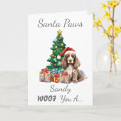 Carte Chien de Noël personnalisable Cocker Spaniel (Fleur jaune)