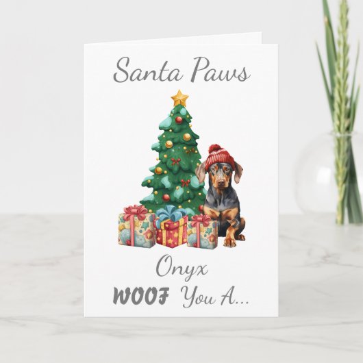 Carte Chien de Noël personnalisable Mini Pinscher (Devant)
