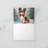 Carte Chien de Papillon à Noël de neige (Intérieur)