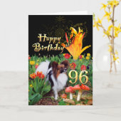 Carte Chien de Papillon dans le jardin de tulipes 96 Ann (Fleur jaune)