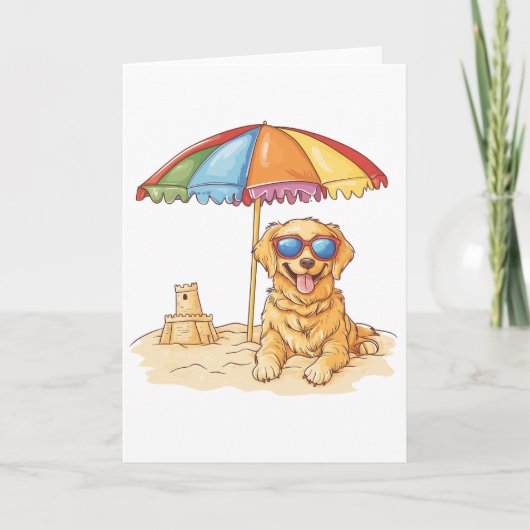 Carte Chien de plage Golden Retriever (Devant)
