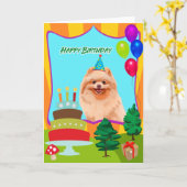 Carte Chien de Poméranie (Fleur jaune)