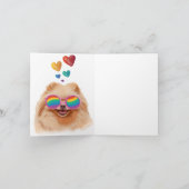 Carte Chien de Poméranie avec Coeurs Saint Valentin (Intérieur)