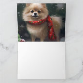 Carte Chien de Poméranie en Noël de neige (Intérieur)